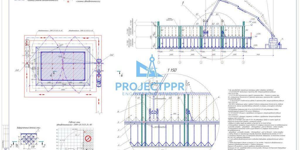 Схема бетонирования колонн и перекрытий